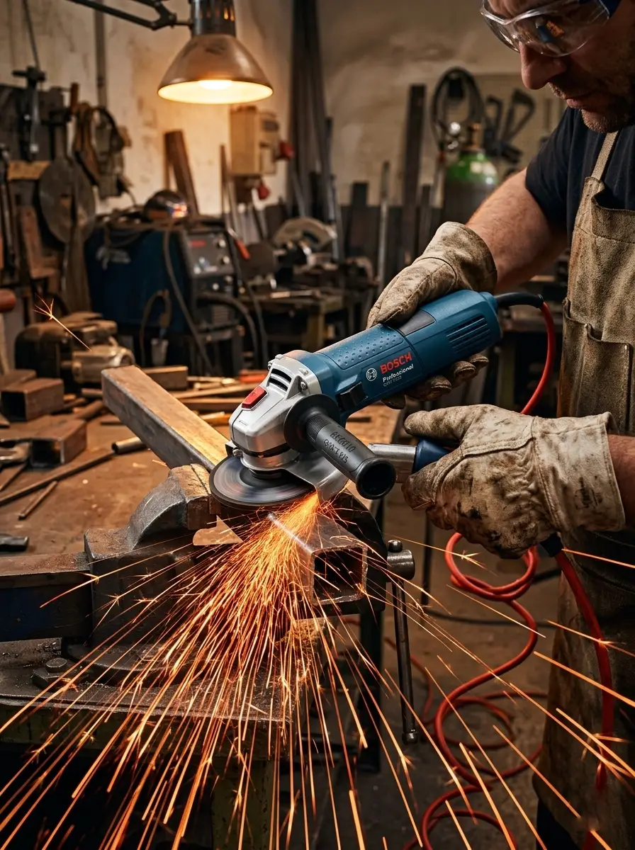 Bosch amoladora cortando acero