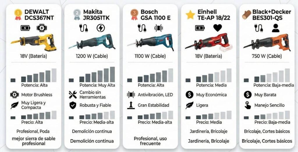 Comparativa: mejores sierras de sable